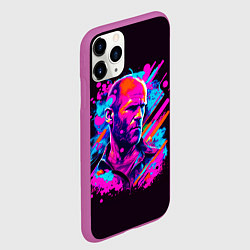 Чехол iPhone 11 Pro матовый Jason Statham - pop art, цвет: 3D-фиолетовый — фото 2