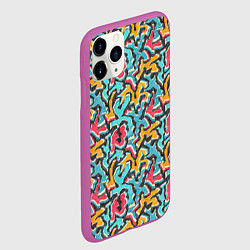 Чехол iPhone 11 Pro матовый Граффити абстракт гранж, цвет: 3D-фиолетовый — фото 2