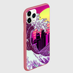 Чехол iPhone 11 Pro матовый Ретровейв волна, цвет: 3D-малиновый — фото 2