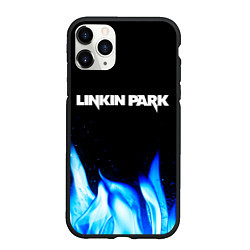 Чехол iPhone 11 Pro матовый Linkin Park blue fire, цвет: 3D-черный