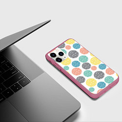 Чехол iPhone 11 Pro матовый Круги с полосками в точку, цвет: 3D-малиновый — фото 2