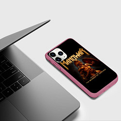 Чехол iPhone 11 Pro матовый Manowar rock, цвет: 3D-малиновый — фото 2