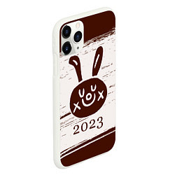 Чехол iPhone 11 Pro матовый Кролик 2023 рисованный на светлом, цвет: 3D-белый — фото 2