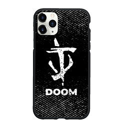 Чехол iPhone 11 Pro матовый Doom с потертостями на темном фоне