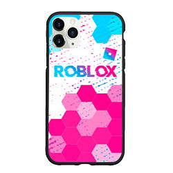 Чехол iPhone 11 Pro матовый Roblox neon gradient style: символ сверху