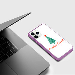 Чехол iPhone 11 Pro матовый Елка со звездой с новым годом, цвет: 3D-фиолетовый — фото 2