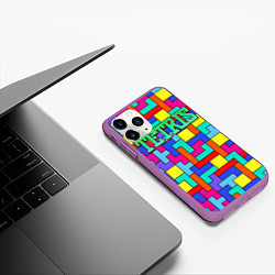 Чехол iPhone 11 Pro матовый Тетрис - паттерн, цвет: 3D-фиолетовый — фото 2
