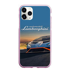 Чехол iPhone 11 Pro матовый Lamborghini Huracan STO - car racing