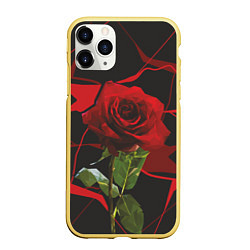 Чехол iPhone 11 Pro матовый Одинокая красная роза, цвет: 3D-желтый