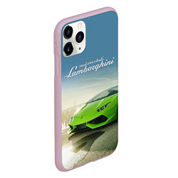 Чехол iPhone 11 Pro матовый Ламборджини на берегу океана, цвет: 3D-розовый — фото 2
