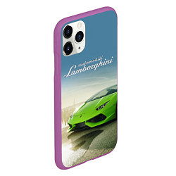 Чехол iPhone 11 Pro матовый Ламборджини на берегу океана, цвет: 3D-фиолетовый — фото 2