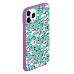 Чехол iPhone 11 Pro матовый Пузыри и надписи комиксов, цвет: 3D-фиолетовый — фото 2