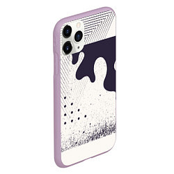 Чехол iPhone 11 Pro матовый Абстрактные и тёмные точки и краски, цвет: 3D-сиреневый — фото 2