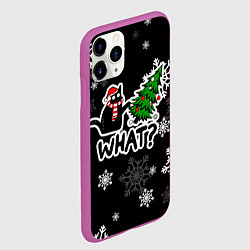 Чехол iPhone 11 Pro матовый What котик роняет ёлку, цвет: 3D-фиолетовый — фото 2