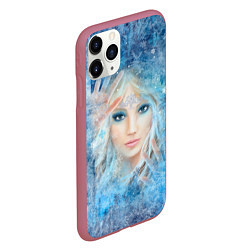 Чехол iPhone 11 Pro матовый Снежная королева, цвет: 3D-малиновый — фото 2