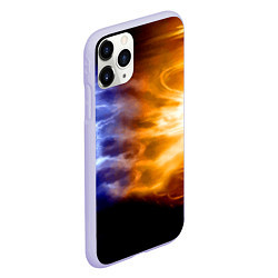 Чехол iPhone 11 Pro матовый Борьба двух стихий - лёд и пламя, цвет: 3D-светло-сиреневый — фото 2
