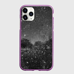 Чехол iPhone 11 Pro матовый Абстрактная тьма и следы белой краски, цвет: 3D-фиолетовый