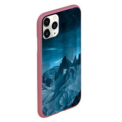 Чехол iPhone 11 Pro матовый Снежные горные вершины, цвет: 3D-малиновый — фото 2
