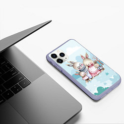 Чехол iPhone 11 Pro матовый Семья зайчиков, цвет: 3D-светло-сиреневый — фото 2
