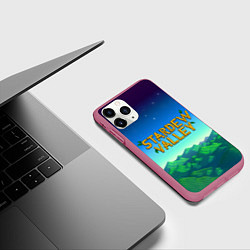 Чехол iPhone 11 Pro матовый Горы Stardew Valley, цвет: 3D-малиновый — фото 2