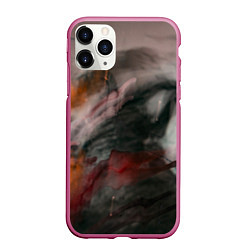Чехол iPhone 11 Pro матовый Темнота, тени и краски, цвет: 3D-малиновый