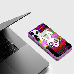 Чехол iPhone 11 Pro матовый Череп кролика - glitch, цвет: 3D-фиолетовый — фото 2