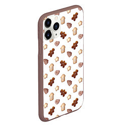 Чехол iPhone 11 Pro матовый Новогоднее печенье - паттерн, цвет: 3D-коричневый — фото 2
