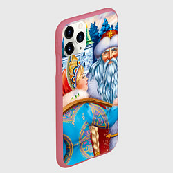 Чехол iPhone 11 Pro матовый Дед Мороз со Снегуркой, цвет: 3D-малиновый — фото 2