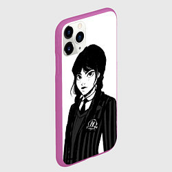 Чехол iPhone 11 Pro матовый Школьница Уэнсдей, цвет: 3D-фиолетовый — фото 2
