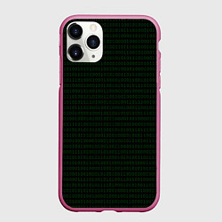 Чехол iPhone 11 Pro матовый Однотонный двоичный код, цвет: 3D-малиновый