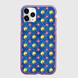 Чехол iPhone 11 Pro матовый Новогодние ёлочные игрушки, цвет: 3D-фиолетовый