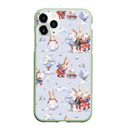 Чехол iPhone 11 Pro матовый Поиграем в снежки, цвет: 3D-салатовый