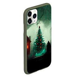 Чехол iPhone 11 Pro матовый Тёмное рождество, цвет: 3D-темно-зеленый — фото 2