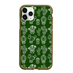 Чехол iPhone 11 Pro матовый Кактусовый паттерн