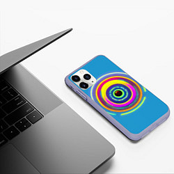 Чехол iPhone 11 Pro матовый Гипнотические окружности, цвет: 3D-светло-сиреневый — фото 2