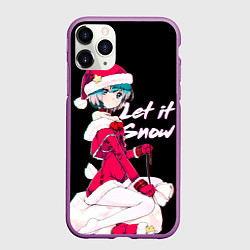 Чехол iPhone 11 Pro матовый Новогодняя аниме девочка Аянами, цвет: 3D-фиолетовый