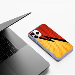 Чехол iPhone 11 Pro матовый Желтая красная молния, цвет: 3D-светло-сиреневый — фото 2