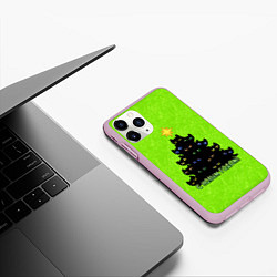 Чехол iPhone 11 Pro матовый С Новым годом - ёлочка из кошечек, цвет: 3D-розовый — фото 2