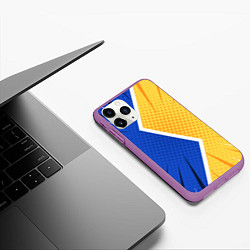 Чехол iPhone 11 Pro матовый Желто-синяя молния, цвет: 3D-фиолетовый — фото 2
