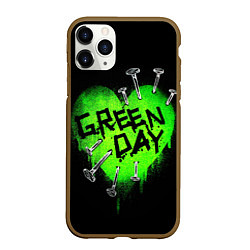 Чехол iPhone 11 Pro матовый Green day heart nails