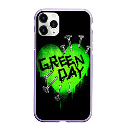 Чехол iPhone 11 Pro матовый Green day heart nails, цвет: 3D-светло-сиреневый