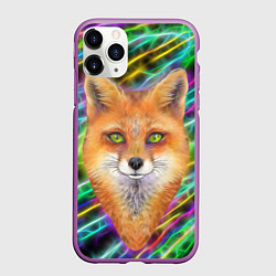 Чехол iPhone 11 Pro матовый Лис космос, цвет: 3D-фиолетовый