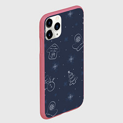 Чехол iPhone 11 Pro матовый Новогодние символы года, цвет: 3D-малиновый — фото 2