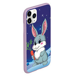 Чехол iPhone 11 Pro матовый Кролик с морковкой, цвет: 3D-сиреневый — фото 2
