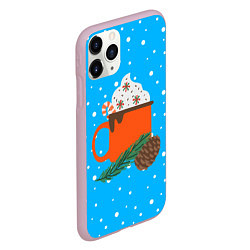Чехол iPhone 11 Pro матовый Кружечка какао с маршмеллоу, цвет: 3D-розовый — фото 2