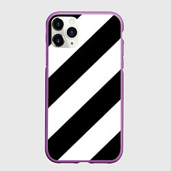 Чехол iPhone 11 Pro матовый Черно-белые полосы, цвет: 3D-фиолетовый