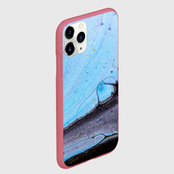 Чехол iPhone 11 Pro матовый Синий и тёмный песок и краски, цвет: 3D-малиновый — фото 2