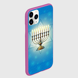 Чехол iPhone 11 Pro матовый Ханука праздник света, цвет: 3D-фиолетовый — фото 2
