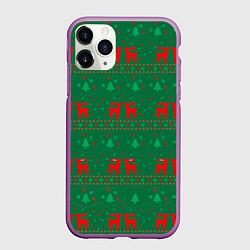 Чехол iPhone 11 Pro матовый Новогодний узор с ёлочками