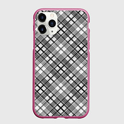 Чехол iPhone 11 Pro матовый Черно белый узор в косую клетку